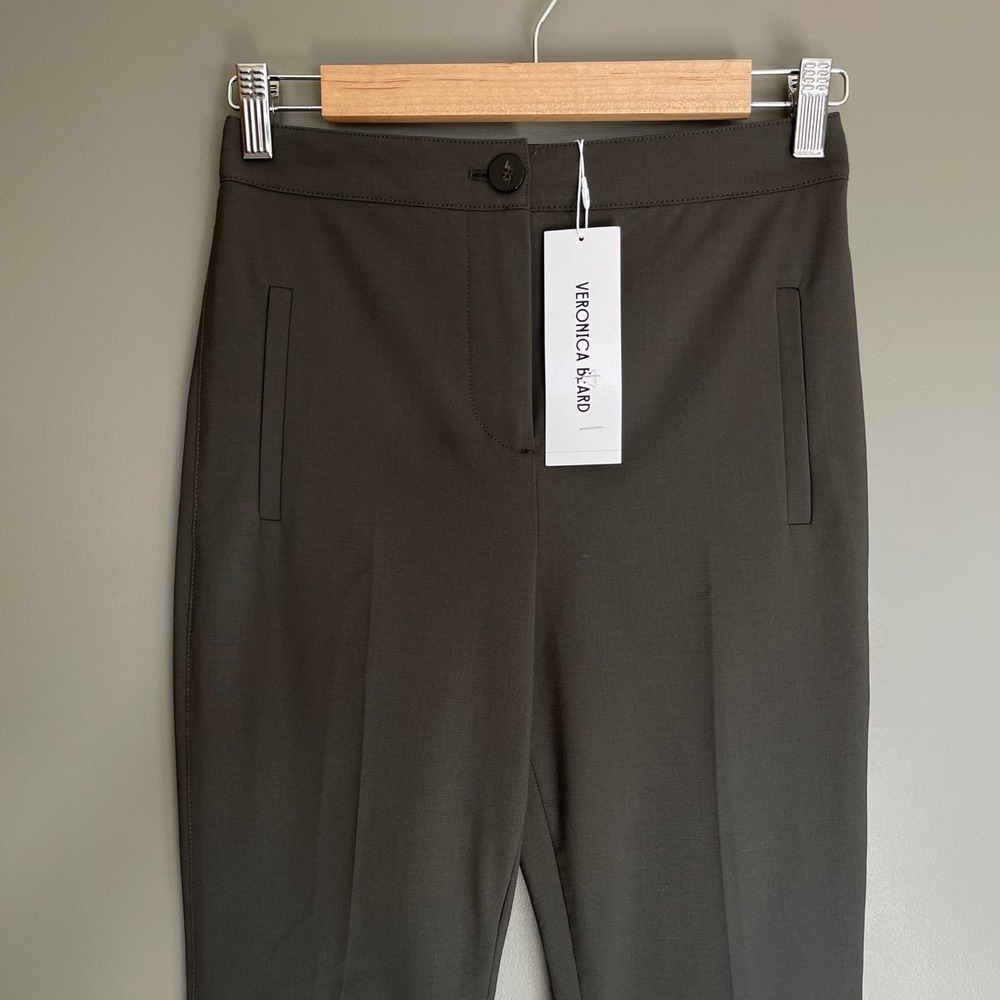 NWT Veronica Beard Arte Pant Loden Green Wool Blend Slim Flare Trousers Size 0 - Picture 4 of 12